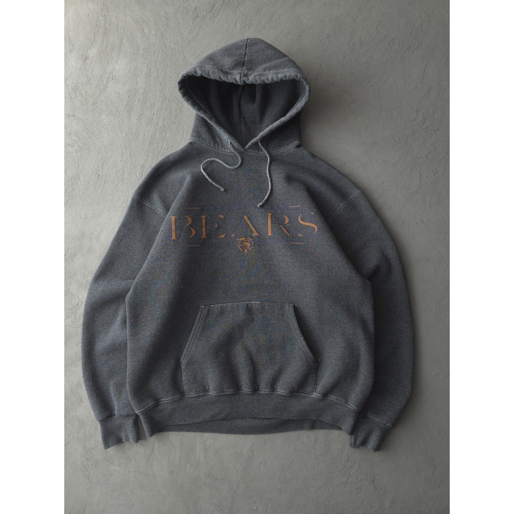 Vintage Chicago Bears Grey Hoodie Sweatshirt NFL Football Men's L